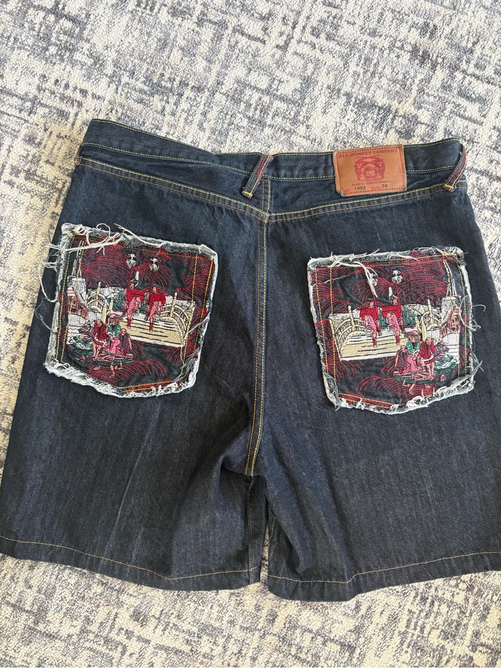 Men's Dark Wash Denim Jean Shorts - Classic Relaxed Fit - Picture 9 of 14